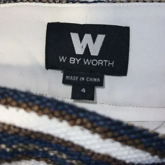 W BY WORTH Midnight Blue, Cinnamon, Off White Stripe High Waist Miley Shorts-4 - Picture 7 of 9